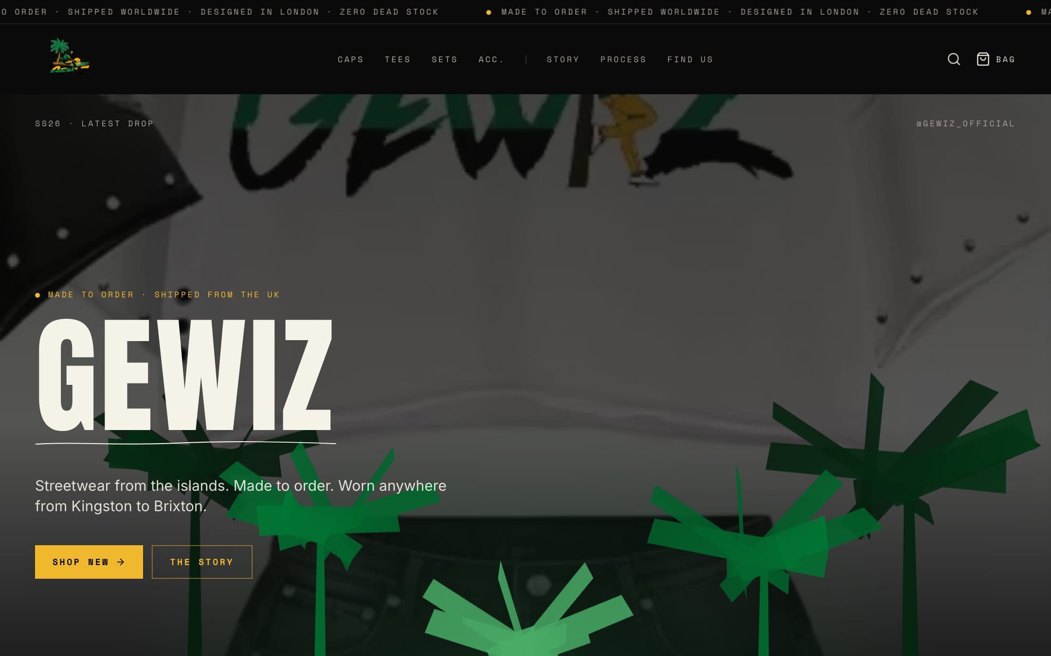 The GeWiz Fashion online shop homepage with its product catalogue
