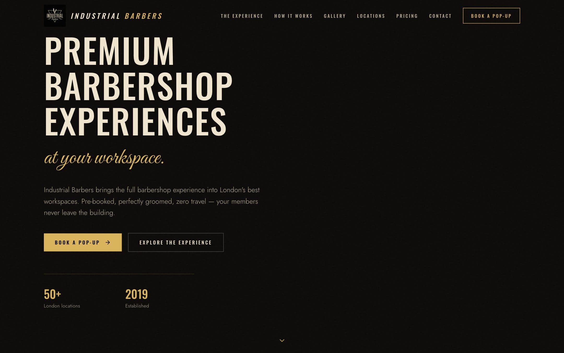 The Industrial Barbers website with its booking journey